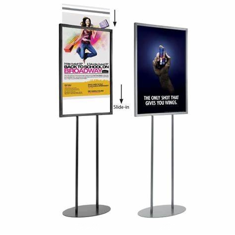 Double sided poster floor stand 